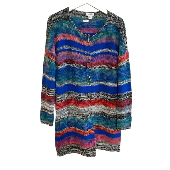 Sundance PS merino wool knit sweater cardigan horn toggle closure multi color - Picture 12 of 13